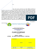 Class Schedule Grade 7 10