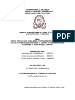 Perfil Psicológico de Mujeres Procesadas Penalmente Por El Delito de Homicidio Recluidas en El Centro de Readaptación de Mujeres en El Municipio de Ilopango PDF