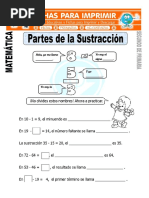 Ficha de Partes de La Resta para Segundo de Primaria