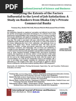 Analyzing The Extents of The Factors Influential To The Level of Job Satisfaction: A Study On Bankers From Dhaka City's Private Commercial Banks