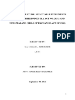 Comparative Study: Negotiable Intruments Law of The Philippines (R.A Act No. 2031) and New Zealand (Bills of Exchange Act of 1908)