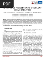 Nanofluids As A Coolant in Car Radiator