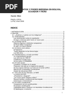 ALBÓ, Xavier. Movimentos y Poder Indigena en Bolivia, Ecuador e Peru. 2008 PDF