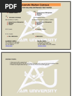 Air University Multan Campus: Guidelines For Solving Entrance Test Paper