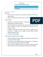 Chapter: 7.2 Database Topic: 7.2.1 Introduction To Database: E-Content of It Tools and Business System