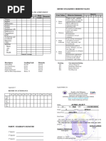 Learning Areas Quarter Final Grade Remarks 1 2 3 4 Core Values Behavior Statements Quarter 1 2 3 4