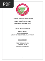 A Summer Internship Project Report On: Lending and Investment Policy of Urban Co-Operative Bank