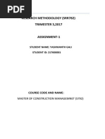 Research Methodology (Srr782) TRIMESTER 3,2017: Student Name: Yashwanth Gali STUDENT ID: 217600001