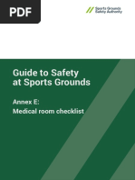 Guide To Safety at Sports Grounds: Annex E: Medical Room Checklist