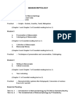 Manuscriptology Syllabus