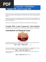 Pile Load Capacity Calculation - Single Pile and Group Pile