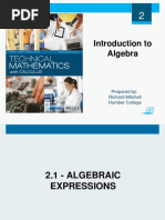 Introduction To Algebra: Prepared By: Richard Mitchell Humber College