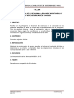 Taller - Determinación Del Programa - Plan de Auditorías y Lista de Verificación Iso 9001