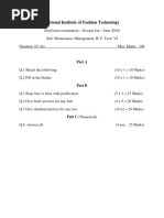 NIFT-BFT-MM End Term Exam Pattern