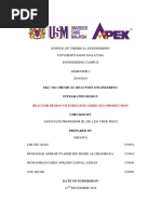 Ekc 336 Chemical Reaction Engineering: Reactor Design of Ethylene Oxide (Eo) Production