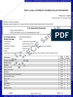 High School and University Level Course by Course Evaluation Report