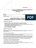 Examen Grado Superior Parte Especifica Opcion C Ciencias de La Tierra y Medioambientales