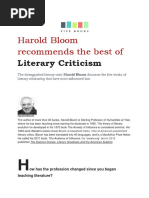 Harold Bloom Recommends The Best of Literary Criticism - FIVE BOOKS - 2011