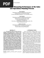 Challenges of Measuring Performance of The Sales and Operations Planning Process