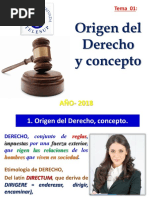 Origen Del Derecho y Concepto: Tema 01