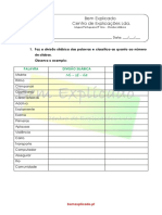 1.4 Ficha Formativa - Divisão Silábica