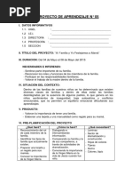 PROYECTO DE APRENDIZAJE N 5 Mayo