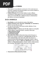 Disadvantages of DBMS:: 1.) Hierarchical Data Model 2.) Relational Data Model 3.) Network Data Model