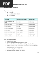 Prepositions at in On