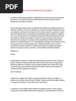 Ensayo Dialéctica de Lo Tradicional y Lo Popular