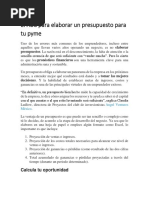 El ABC para Elaborar Un Presupuesto para Tu Pyme