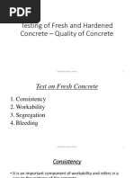 Testing of Fresh and Hardened Concrete - Quality of Concrete