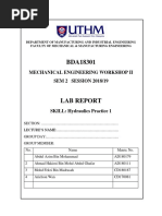 Mechanical Engineering Workshop Ii SEM 2 SESSION 2018/19