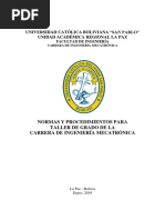 Normas y Procedimientos para Taller de Grado 2019