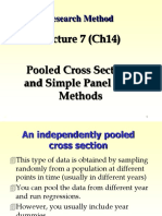 Research Method: Lecture 7 (Ch14) Pooled Cross Sections and Simple Panel Data Methods