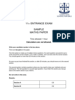 11+ Entrance Exam Sample Maths Paper: Calculators Are Not Allowed