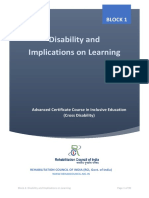 Disability and Implications On Learning: Block 1