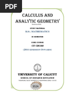 Calculus and Analytic Geometry: University of Calicut