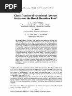 Classification of Vocational Interest Factors On The Brook Reaction Test