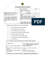 Prueba Ciencias Naturales - Luz - 3° Básico