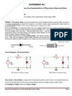 Experiment No.:: AIM: To Study and Compare The Characteristics of PN Junction Diode and Zener Diode