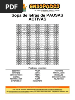 Sopa de Letras de Pausas Activas