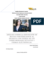 Analisis de La Exposicion de Motivo Sobre La Ley de Mensajes de Datos y Firmas Electrónicos