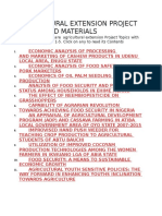 Agricultural Extension Project Topics and Materials