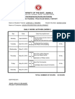 University of The East - Manila: BS Civil Engineering On-the-Job Training On-The-Job Training / Practicum Weekly Report