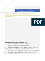 Analysis of Rates For Building Construction Works