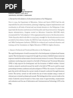 Professor: CARLOS C. LOLO, Ph.D. Submitted By: ANTHONY S. RAMILLANO 1. Discuss The Trifocalization of Educational System in The Philippines