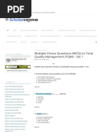 Multiple Choice Questions (MCQ) On Total Quality Management (TQM) - Set 1