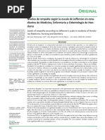 Niveles de Empatía Según La Escala de Jefferson en Estudiantes de Medicina, Enfermería y Odontología de Honduras