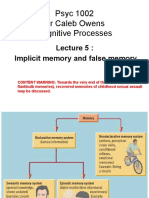 Psyc 1002 DR Caleb Owens Cognitive Processes: Implicit Memory and False Memory