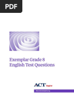 Exemplar Grade 8 English Test Questions